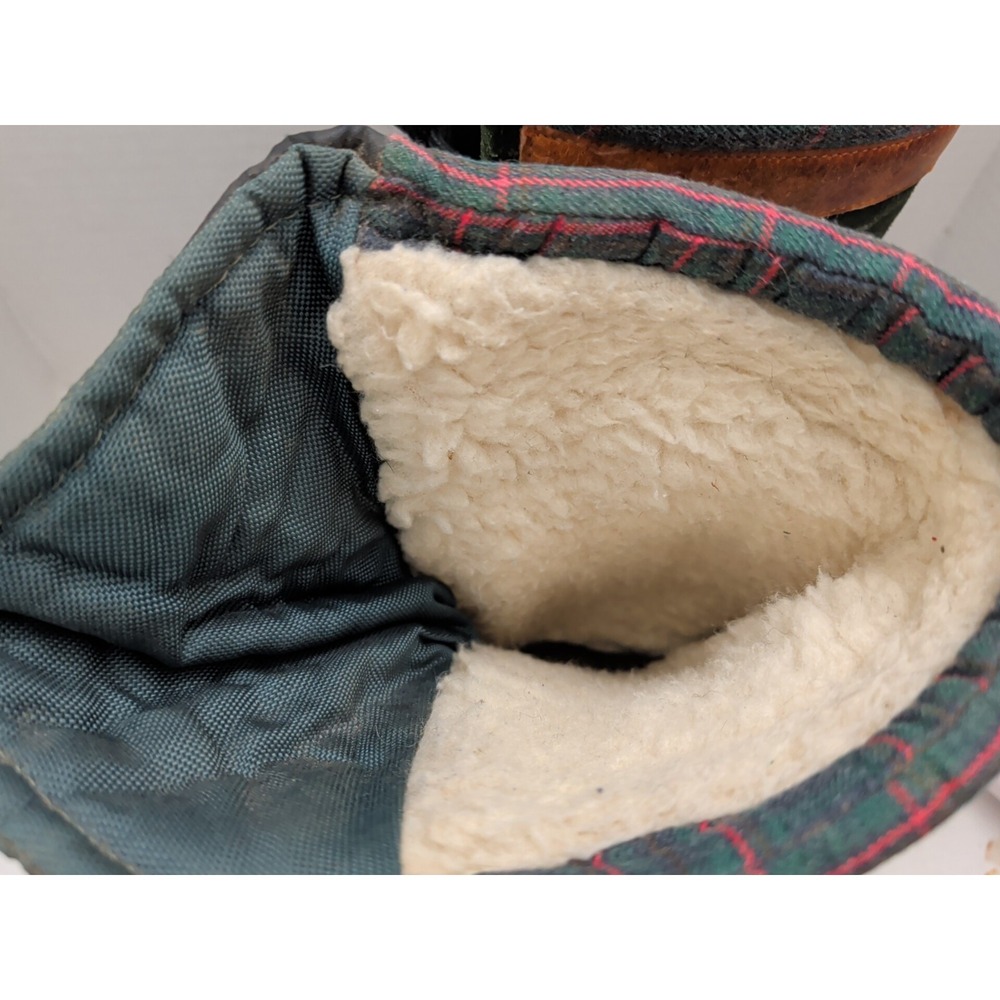 Vtg Eddie Bauer Insulated Duck Boots Men 11 Green Plaid Suede Utility Chore Barn - Picture 10 of 10